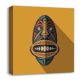 Canvas Wall Art African Culture Pattern Painting Artwork for Home Prints Framed - 12x12 inches