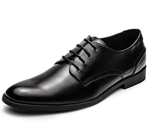 GM GOLAIMAN Men's Leather Oxford Dress Shoes Formal Plain Toe Lace-up Modern Shoes Black 11