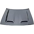 IKON MOTORSPORTS, Hood Compatible With 2008-2023 Dodge Challenger, Hellcat Style Black Aluminum Hood Cover 1PC, 2009 2010 2011 2012 2013 2014 2015 2016 2017 2018 2019