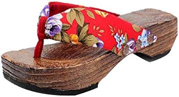 Hunzed Women【Printed Flip Flops】 Woman’s Japanese Traditional Clogs Geta Sandals