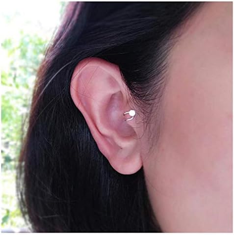 Womens 1 Pc Summer Style Gold/Silver Plated Cubic Zirconia Tragus Ear Cuff Clip Earrings