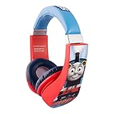 Thomas and Friends Cartoon Character Train 30385 Kid Safe Over The Ear Headphone with Volume Limiter, Clear Bass, Warm Highs and Lows, 3.5mm Stereo Jack, Blue, Red & White