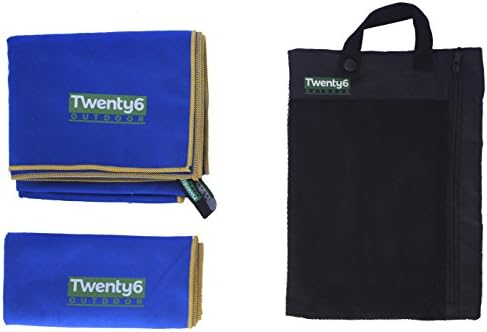 Microfiber Travel / Camping Towel Compact Quick Dry (Blue/Gold, X-Large)