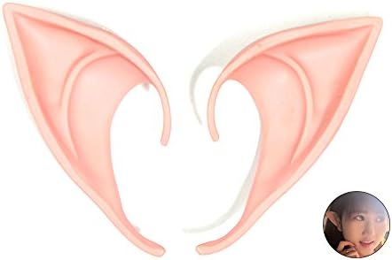 1 Pairs Elf Ears Cosplay Accessories Halloween Party Soft Pointed Prosthetic Tips Ear,Light Skin Color,Short Stlye