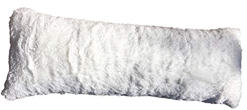 Luxurious Faux Fur Body Pillow Cover with Long Hair, Removable with Sturdy Zipper Closure, Ultra Soft For More Comfort and Fits up To 20 X 54 in Body Pillow (Choice of Colors) (White)