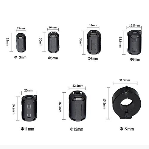 Ferrite Core, YAMAY 10-Pack Snap On 11mm Ferrite Core Cord Ring Choke Bead RFI EMI Noise Suppressor Filter for Power Cord USB Cable Antenna HDMI Audio Cable