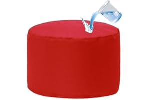 SXBCyan Waterproof Round Pouf Ottoman Stool No Filler Beanbag Indoor Outdoor Pouf Foot Stool Storage Ottoman for Garden Camp Beach Bean Bag Chair Footrest Stool Corner Seat Footstool(Red)