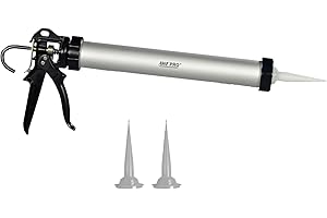 AWF PRO Sausage Caulking Gun, 20 oz Foil Pack and 10 oz Cartridge Convertible, 18:1 Thrust Ratio, Aluminum Barrel, Includes 3 Tips