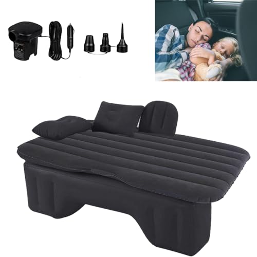 Geterral Car Mattress, Black Car Air Mattress, Equipped with Two Cushions and an Inflatable Pump, Suitable for Outdoor Camping, Rest and Outdoor Theme Parties, Gifts for Friends