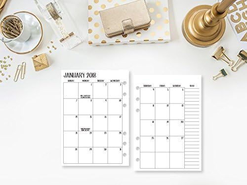 2018 Month on 2 Page Calendar Bundle by CityGirl Planners | Personal Wide size - 4.75" x 6.75" | Monthly layout | (binder not included, refills only)