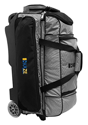 KAZE SPORTS 3 Ball Bowling Roller with Color Match Add On Spare Tote and Accessories Pack (Black)