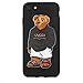 Stylish Bear Custom Fashion Protective Flexible Case/Cover/Skin Leather Finish for iPhone (Black Bear, iPhone 7+/8+)