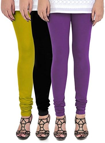 Vami Womens Cotton Stretchable Pack of 3 Churidar Leggings