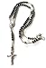 Shiny Jewelers USA Men's Hip Hop Jesus Cross Rosary Acrylic Beaded Long Fashion Necklace (Silver/Black)