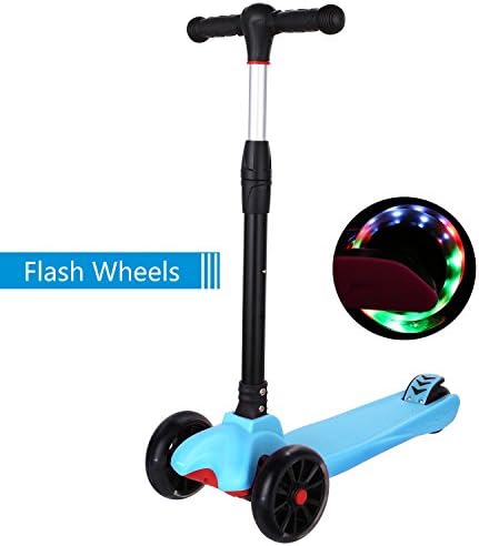 Lululy Scooter For Kids NEW kick Scooter For Kids Adjustable Height &amp;Foldable Scooter with 4 LED Light Wheels Ride On PU ABEC-5 Bearing Wheels for Person over 3 Year Old