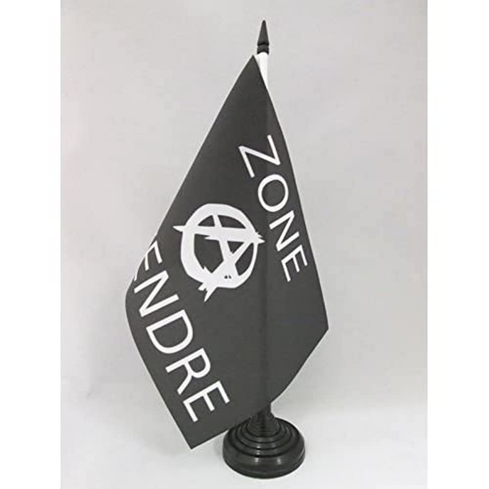 AZ FLAG ZAD Table Flag 5'' x 8'' - anarchy Office Decoration 100% Polyester 21 x 14 cm - Mini Desk Flag with Pole and Black Plastic Base