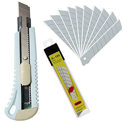 WEKOIL Utility Knives Retractable Box Cutter,18mm Wide Snap Off Blade Knife,11 Carbon Steel Blades,Hobby Art Paper Knives with Comfortable Handle,Heavy Duty for Office Home Warehouse,Blue - Thumbnail 7