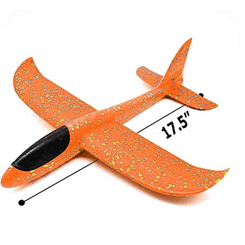 Xstar Large Size 17inch Foam Glider Airplane Outdoor Paper Plane Sports Easy Assemble Manual Throwing Fun Challenging Toy Aerobatic Airplane Model Foam Folding Plane Aircraft (Orange) - Thumbnail 5