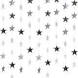 130 Feet Golden Glitter Star Paper Garland Hanging Decoration for Wedding Birthday Christmas Festival Party (Silver, Set of A)