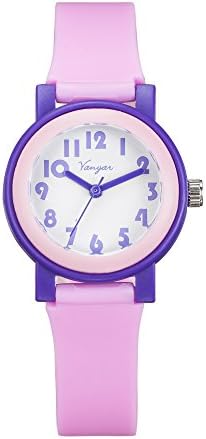 Vanyar Kids Watches Time Teacher Quartz Wrist Watch Rubble Band Pink