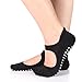 Yoga Socks Non Slip Skid Pilates Ballet Barre with Grips Cotton For Women Men 2 Pack (Black)