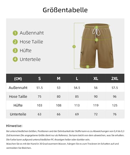JACKETOWN Men's Cotton Cargo Shorts - Summer Casual Bermuda Shorts With Elastic Waist