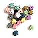 24pc pastel faceted geometric hexagon wooden beads 20mm with 4mm hole Painted for DIY crafting and jewelry making
