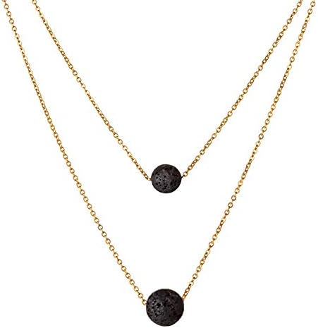 SIVITE Lava Rock Stone Beads Pendant Essential Oil Diffuser Multilayer Necklace Aromatherapy Jewelry for Women