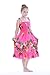Girl Elastic Ruffle Hawaiian Luau Dress in Hot Pink 12