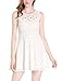 Women's Floral Lace Sleeveless Semi Sheer Yoke Flare Mini Dress White / S
