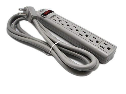 6 AC Outlet 8ft Extra Long Power Cord Power Electrical Wall Flat Type Plug Socket Surge Protector Strip Switch Adapter - Thumbnail 2
