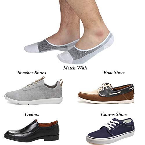 JORMATT 8 Pairs Mens Women Genuine No Show Socks Boys Sneaker Shoes Mesh Knit Low Cut Athletic Cotton Socks Non Slip, Men Shoe size 10-14