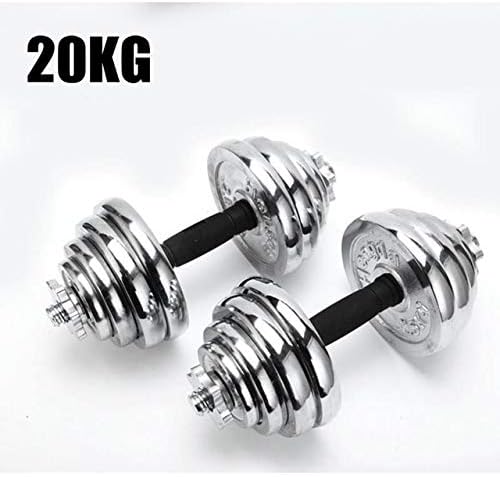 Love lamp Dumbbells 20KG Fitness Dumbbell, Home Gym Fitness Training Barbell, Adjustable Electroplating Man Dumbbell Set Barbell,Color：Silver Dumbbells 20 lbs