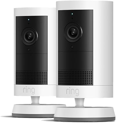 Ring Außenkamera Plus Akku (Outdoor Camera Plus) | 2K-Weitwinkelvideo | Kabellose Sicherheitskamera zur Selbstinstallation im Außenbereich | 30 Tage Gratiszeitraum für Ring Home-Abonnement | 2 Kameras