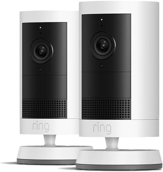 Ring Außenkamera Plus Akku (Outdoor Camera Plus) | 2K-Weitwinkelvideo | Kabellose Sicherheitskamera zur Selbstinstallation im Außenbereich | 30 Tage Gratiszeitraum für Ring Home-Abonnement | 2 Kameras