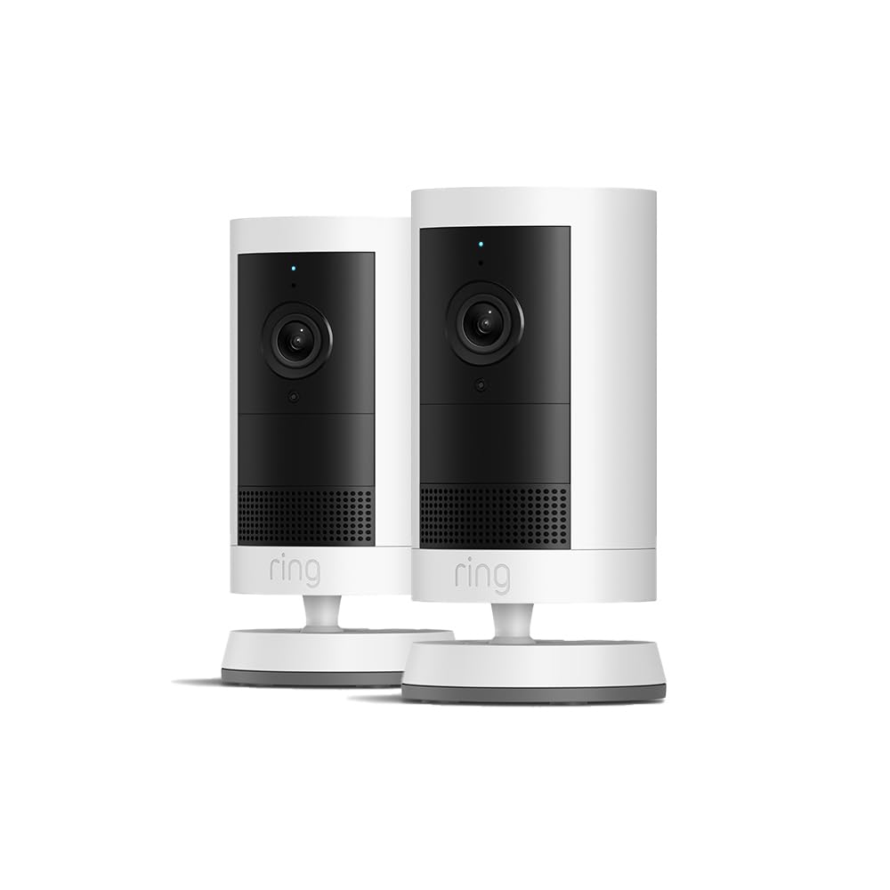 Ring Außenkamera Plus Akku (Outdoor Camera Plus) | 2K-Weitwinkelvideo | Kabellose Sicherheitskamera zur Selbstinstallation im Außenbereich | 30 Tage Gratiszeitraum für Ring Home-Abonnement | 2 Kameras