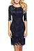 Tuliplazza Women's Crew Floral Lace Sheath Pencil Cocktail Prom Party Midi Dress