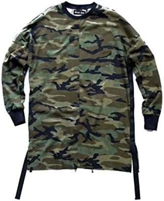 HPF Mens Camo Loose Hip Hop Swag Extended camouflage Long Shirts (Small)