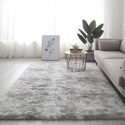 Tinyboy-hbq Area Rugs Fluffy Bedroom Carpet Soft Floor Mat Anti-Slip Living Room Rugs Shaggy Plush Carpets for Living Room Home Decor (Grey white - Image 4