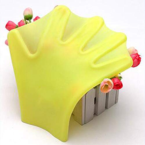 Potelin 1 Pair Duck Palm Diving Gloves Swim Webbed Gloves for Water Aerobics Fit Webbed Swimming Resistance Gloves Yellow