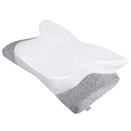 Misiki Cervical Pillow Contour Pillow, Orthopedic Memory Foam Pillow for Neck and Shoulder Pain Ergonomic Cervical Pillow for Back and Side Sleepers