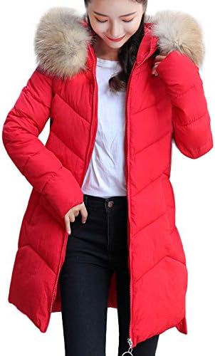 Amiley Parkas Women Winter,Women's Slim Long Plush Lined Puffer Parka Coat and Zip-Off Hooded Down Jacket Pink