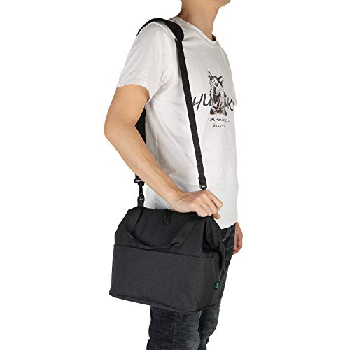 Lunch Bag Box Insulated Lunch Tote Bag Cooler with YKK Zipper, Extra Pocket Shoulder Strap For Meal Prep Men Women Kids Adults 9 Cans (Black N24) by F40C4TMP