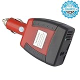 EVTECH 150W Power Inverter Car Charger with 110V AC Outlet & 2.1A USB Port, Portable Versatility travel and camping Power Supply for Laptop, Tablet, Smartphone and Other Low Power AC Devices
