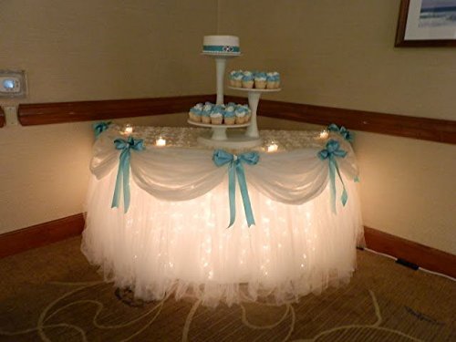 Wedding TUTU Tulle Table Skirt Birthday Baby Shower Tableware Ballerina Decor (White) by AHG