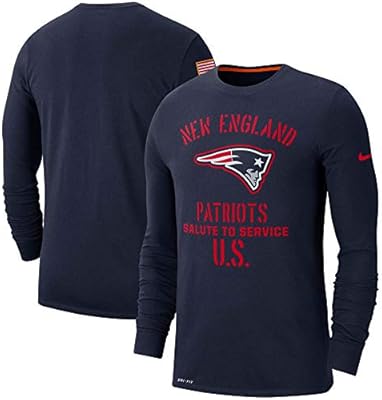 Amazon Com New England Patriots Mens 2019 Salute To Service Long Sleeve Navy Tee Large Clothing