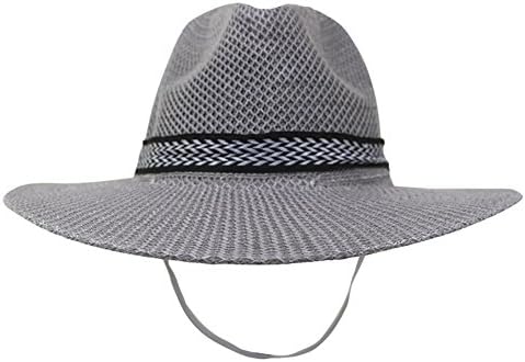 SYBKNSTW Women Men Summer Wide Brim Acrylic Cap Unisex Panama Hat Contracted Style with Black &amp; White Ribbon Gray