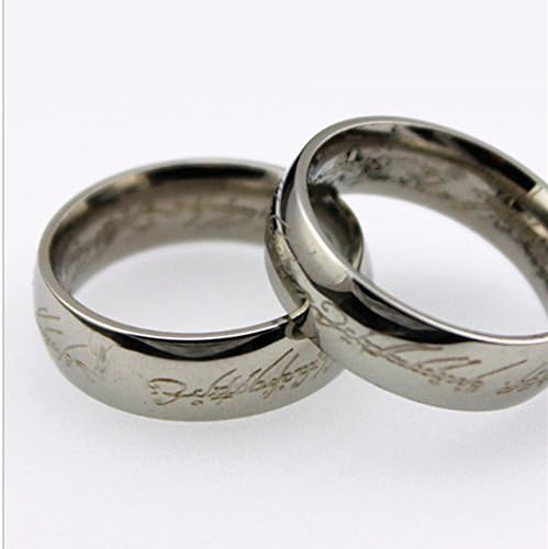 Xin Bai Xiang Jewelry Mens Womens Lord of the Rings Titanium Carbide Steel Love Couples Engagement Wedding Bands (7, silver)