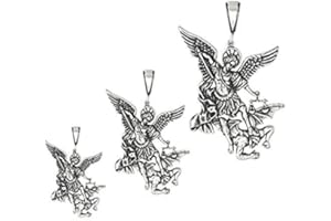 Blue Apple Co. San Miguel St. Michael Pendant Medal Charm 925 Sterling Silver Oxidized Design