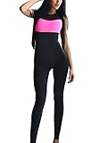 Women 2 Color Stitching Fashion Tight Yoga Jumpsuit and Romper